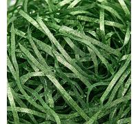 LJY 100g Green Glitter Shredded Paper for Gift Boxes - Iridescent Hamper Filling Tissue Paper, Sparkle Basket Filler and Gift Box Stuffing, Crinkle Cut Packing Material for Weddings
