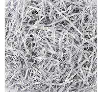 LJY 100g Silver Glitter Shredded Paper for Gift Boxes - Iridescent Hamper Filling Tissue Paper, Sparkle Basket Filler and Gift Box Stuffing, Crinkle Cut Packing Material for Weddings