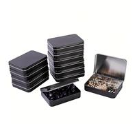 LJY 12 Pack Black Mini Metal Tin with Hinged Lid 11.5 x 8.5 x 2.2 cm - Rectangular Small Storage Tin Box for DIY Crafts, Survival Kits, Beads and Small Item Organiser Containers