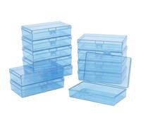 LJY 12 Pack Blue Plastic Storage Boxes with Lids 13.5 x 8 x 3 cm - Rectangular Medium Containers for Diamond Art Accessories, Beads, Crafts and Hardware, Stackable Organiser Box Set