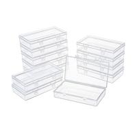 LJY 12 Pack Plastic Storage Boxes with Lids 15.5 x 8.5 x 3 cm - Rectangular Medium Containers for Diamond Art Accessories, Beads, Crafts and Hardware, Stackable Organiser Box Set