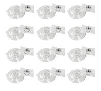 LJY 12 Pcs Suction Cup Clips 4.5 cm (1.77 in) - Clear Plastic Holders with Suction Pads for Aquarium Fish Tank, Shop Sign Tags, Window Wreath Display and Bathroom Shower Organisation