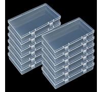 LJY 12 Pieces Rectangular Empty Mini Clear Plastic Organizer Storage Box Containers with Hinged Lids (155 x 85 x 30 mm, Transparent)