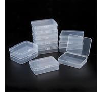 LJY 12 Pieces Rectangular Empty Plastic Storage Containers with Lids for Small Items and Other Craft Projects, 115 x 85 x 28 mm (Transparent)