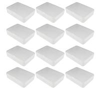 LJY 12 Pieces Rectangular Empty Plastic Storage Containers with Lids for Small Items and Other Craft Projects, 115 x 85 x 28 mm (Frosted White)