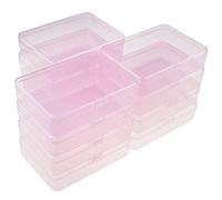 LJY 12 Pieces Rectangular Empty Plastic Storage Containers with Lids for Small Items and Other Craft Projects, 115 x 85 x 28 mm (Pink)