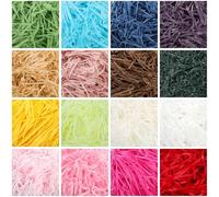 LJY 16 Colours Shredded Paper for Gift Boxes (20g per Bag) - Mixed Colour Hamper Filling, Basket Filler and Gift Box Stuffing, Crinkle Cut Tissue Paper for Weddings and Parties