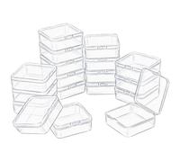 LJY 18 Pack Small Plastic Boxes with Hinged Lid 9.5 x 9.5 x 3.5 cm - Square Small Storage Box for Diamond Art Accessories, Beads, DIY Craft Storage and Hardware Organiser