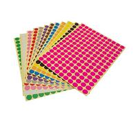 LJY 1980 Pcs Round Stickers 10mm, 12 Assorted Colours Dot Stickers, Self Adhesive Coloured Sticky Labels for Colour Coding, Calendars, Wall Planners and Office Filing (12 Sheets)