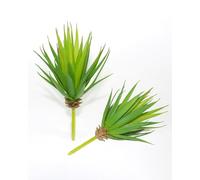 LJY 2 Pcs Green Artificial Succulent Plants Yucca 20 cm, Fake Cactus Faux Greenery for Indoor Desk, Bathroom and Kitchen Shelf Decor, Realistic Stem Foliage (20 cm / 7.87 in)