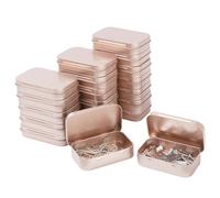 LJY 20 Pack Rose Gold Rectangular Metal Tin Box with Hinged Lid 9.5 x 6 x 2.2 cm - Empty Small Storage Tins for DIY Labelling, Survival Kits, Soap and Hardware Organiser