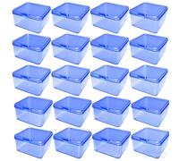 LJY 20 Pack Small Blue Plastic Boxes with Hinged Lid 6.5 x 6.5 x 3.5 cm - Square Small Storage Box for Diamond Art Accessories, Beads, DIY Craft Storage and Hardware Organiser