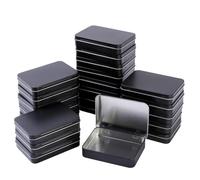LJY 22 Pack Black Mini Metal Tin with Hinged Lid 11.5 x 8.5 x 2.2 cm - Rectangular Small Storage Tin Box for DIY Crafts, Survival Kits, Beads and Small Item Organiser Containers
