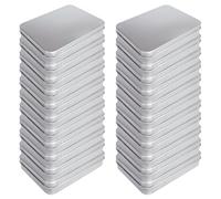 LJY 22 Pack Empty Rectangular Metal Storage Organizer Tins with Hinged Lids for Small Items and Other Craft Projects, 115 x 85 x 22 mm (Silver)