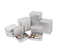 LJY 22 Pack Silver Mini Metal Tin with Hinged Lid 11.5 x 8.5 x 2.2 cm - Rectangular Small Storage Tin Box for DIY Crafts, Survival Kits, Beads and Small Item Organiser Containers