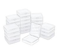 LJY 24 Pack Plastic Storage Boxes with Lids 12.5 x 12.5 x 3.5 cm - Square Small Containers for Diamond Art Accessories, Beads, Crafts and Hardware, Stackable Organiser Box Set