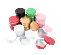 LJY 24 Pack Round Metal Tins with Screw Lids 6.7 x 2.5 cm - 2oz Aluminium Travel Containers for Toiletries, Lip Balm Making Kit, Candle Tins and Small Jars for Workshop Screw Storage (6 Colors)