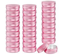 LJY 28 Pack Round Pink Aluminium Tins with Screw Lids 30mL (1 fl oz) - Small Metal Containers for Lip Balm, Salves, Crafts and Travel Storage, Refillable Sample Pots