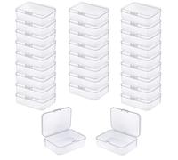 LJY 28 Pack Small Plastic Box with Hinged Lid 8.5 x 5.5 x 2.5 cm - Clear Rectangular Small Storage Boxes for Diamond Art Accessories, Beads, DIY Craft Storage and Hardware Organiser