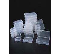 LJY 28-Piece Clear Small Plastic Containers With Lids- Durable & Stackable Small Boxes with Lids for Beads, Jewelry, Crafts,Nail Art & Crayon Organizer, Board Game Organizers