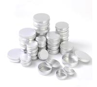 LJY 36 Pack Aluminium Tins with Screw Lids, 1/2/4 oz, Silver