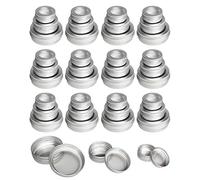 LJY 48 Pieces Round Metal Tins Empty Aluminum Cans Storage Containers Screw Lids with Clear Window, Mixed Sizes