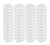 LJY 48 Pieces Square Mini Clear Plastic Storage Containers Box Case with Lids for Small Items and Other Craft Projects (53 x 53 x 20 mm, Transparent)