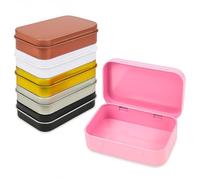 LJY 6 Pack Colorful Metal Hinge Tin Box Containers - For Gift Wrapping. Dental Floss Stick - Toothpick Holder and a Sliding-Cover Dental Floss Pick Storage Box. Bead Storage Box Metal Storage Tin