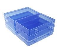 LJY 6 Pieces Rectangular Empty Mini Clear Plastic Organizer Storage Box Containers with Hinged Lids (180 x 110 x 30 mm, Blue)