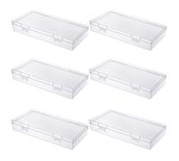 LJY 6 Pieces Rectangular Empty Mini Clear Plastic Organizer Storage Box Containers with Hinged Lids (Transparent, 180 x 110 x 30 mm)