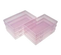 LJY 6 Pieces Rectangular Empty Mini Plastic Organizer Storage Box Containers with Hinged Lids (180 x 110 x 30 mm, Pink)