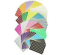 LJY 7000 Pcs Round Stickers 19mm, 20 Assorted Colours Dot Stickers, Self Adhesive Coloured Sticky Labels for Colour Coding, Moving House, Pricing and Office Filing (100 Sheets)