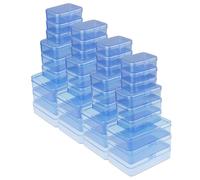 LJY Blue Plastic Storage Boxes with Lids, 36 Pack, 3 Mixed Sizes