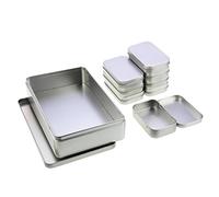 LJY Rectangular Metal Empty Tins Containers Basic Necessities Home Storage Organizer Set, Mixed Sizes, Including 1pc Large + 8pcs Small Boxes