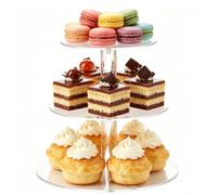 LJYING 3 Tier Cupcake Stand Round Acrylic Cake Stand - Clear Tiered Display Stand, Reusable Cakes and Desserts Tower for Wedding, Birthday, Party