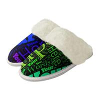 LJYTMZ Custom Furry Slippers,Personalized House Slippers with Text Photo logo Face for Men & Women, Personalized Picture Non-Slip Indoor Footwear, Winter Soft Plush Cotton for Men and Women Gifts