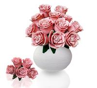 LJYttdm Rose Flower Building Set, 12PCS Valentines Day Gifts for Her - DIY Pink Roses Bricks, Mothers Day Christmas Artificial Flowers Decor Toys for Women Girls (Pink)