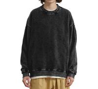 LJYYR Oversized Vintage Sweatshirts for Mens Women Gothic Acid Wash Pullover T Shirts Casual Crewneck Sweatshirt Tees (M,Black)