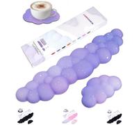 LJYZMD Cloud Wrist Rest Set for Keyboard and Mouse, Includes Cute Coaster, with Computers and Laptops(Purple Star Set)