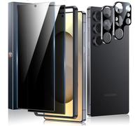 LK 2+2 Pack Privacy Screen Protector for Samsung Galaxy S25 Ultra, Tempered Glass Film + Camera Lens Protector for S25 Ultra, Support Fingerprint Unlock, Anti-Shatter, Easy Installation, No Bubbles