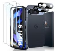 LK 2+2 Pack Screen Protector for Google Pixel 9, 2pcs Magnifier Tempered Glass Screen Protector & 2pcs Camera Lens Protector for Pixel 9, HD Screen, Anti- Scratch, Easy Installation