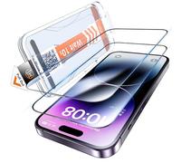 LK 2 Pack for iPhone 14 Pro Screen Protector, Auto Dust-Elimination 2 HD Tempered Glass Screen Protector 9H Hardness, Anti-Scratch Protector, HD Clear Full Coverage Protection No Bubbles No Dust