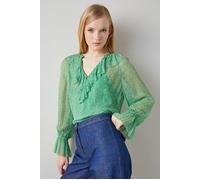 LK Bennett Annie Frill Blous Green size 16 | Blouses Outlet | Women | Green 16