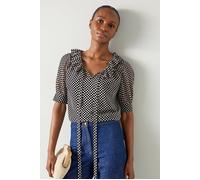 LK Bennett Coco Polka Blous Black/cream size 8 | Blouses Outlet | Women | Black 8