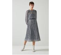 LK Bennett Estelle Pleated Midi Dress Navy Multicolor size 10 | Midi Dresses Outlet | Women | Blue 10