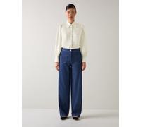 LK BENNETT Jacquard Printed Collared Blouse with Silk Cream Mix