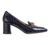 LK Bennett Johanna Croc Effect Trim Block Loafer - 39, NAVY CROC EFFECT