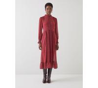 LK BENNETT Pure Silk Feather Print Midi Skater Dress Multi