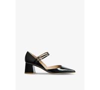 Lk Bennett Womens Bla-black Savannah Double-strap Patent-leather Court Shoes Eur 35 / 2 Uk Women