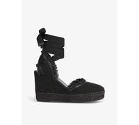Lk Bennett Womens Bla-black Sofia Frayed-edge Canvas Espadrille Wedges Eur 39 / 6 Uk Women